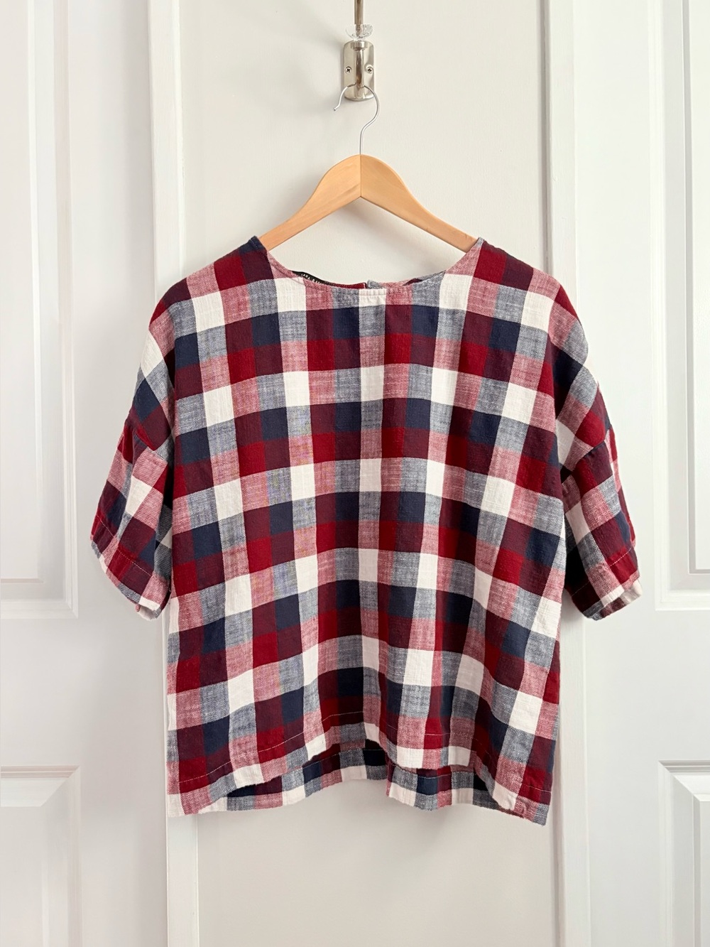 ZARA Plaid Button Back Top - Small